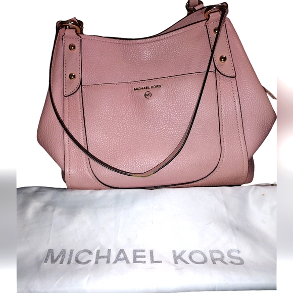 Michael Kors Handbags - Michael Kors Molly Pink Pebble leather Large Shoulder Tote Bag with dust bag
